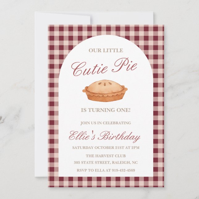 Invitación de cumpleaños de Cutie Pie (Anverso)