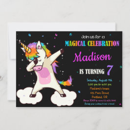 Invitación de cumpleaños de Dabbing Unicorn fiesta
