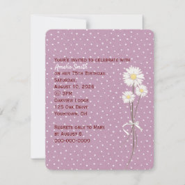 Invitación de cumpleaños de daisies en puntos de p