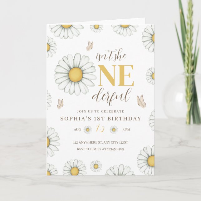 Invitación de cumpleaños de Daisy, Onederful Daisy (Anverso)