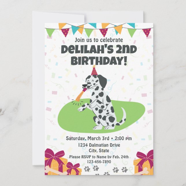 Invitación de cumpleaños de Dalmacia (Anverso)