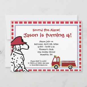Invitación de cumpleaños de Dalmatian y Firetruck