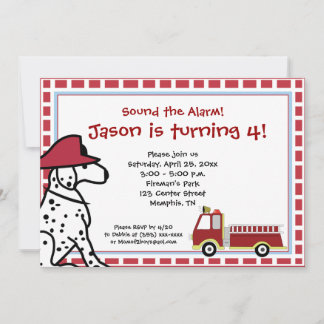 Invitación de cumpleaños de Dalmatian y Firetruck