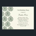 Invitación de cumpleaños de Damasco de época<br><div class="desc">Esta invitación está decorada con un patrón vintage de damasco. Se muestra en el documento básico; sin embargo,  sugiero el peso y la textura del papel de lino.</div>