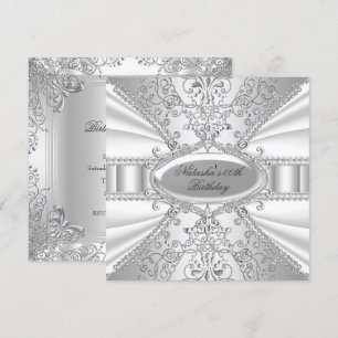 Invitación de cumpleaños de damasco de joyas plate
