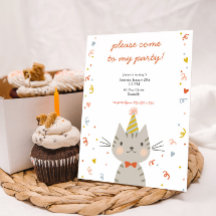 Invitación de cumpleaños de Dapper Kitty