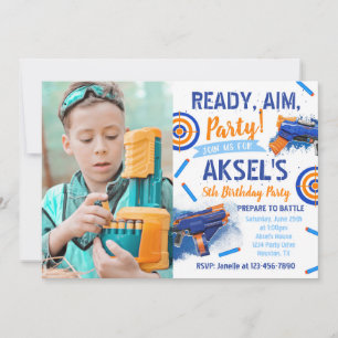 Invitación de cumpleaños de Dart Fiesta   Foto Dar