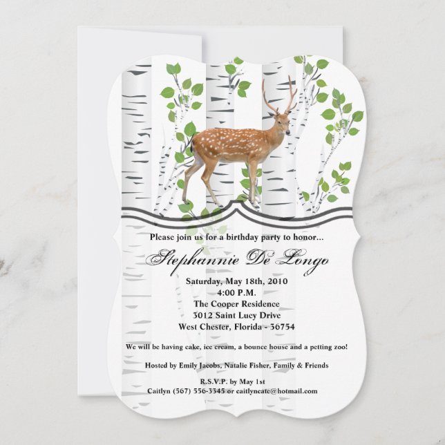 Invitación de cumpleaños de Deer Doe Buck Woodland (Anverso)