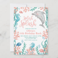 Invitación de cumpleaños de delfín bajo el mar