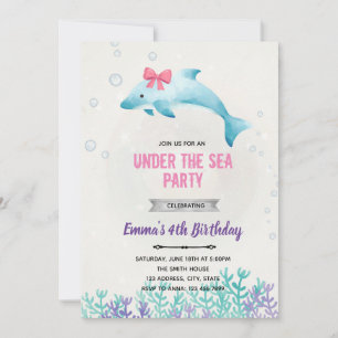 invitación de cumpleaños de delfín bajo el mar