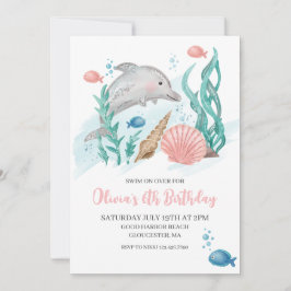 Invitación de cumpleaños de delfín bajo el mar