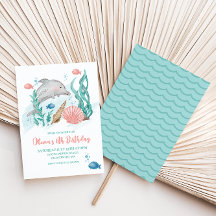 Invitación de cumpleaños de delfín bajo el mar