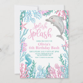 Invitación de cumpleaños de delfín bajo el mar