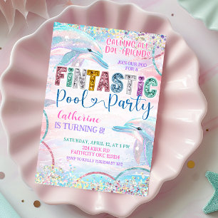 invitación de cumpleaños de delfín Fintástico con