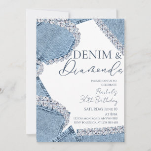 Invitación de cumpleaños de Denim & Diamonds