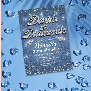 Invitación de cumpleaños de Denim y Diamonds