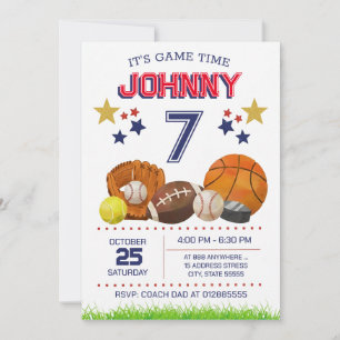 Invitación de cumpleaños de deportes All Star pers