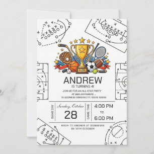 Invitación de cumpleaños de deportes All Star pers