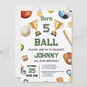 Invitación de cumpleaños de deportes All Star pers