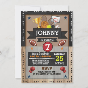 Invitación de cumpleaños de deportes All Star pers