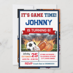 Invitación de cumpleaños de deportes Editable All 