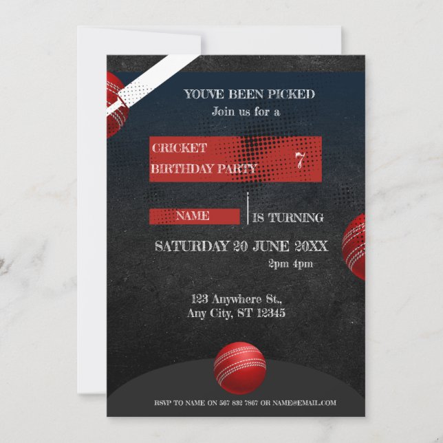 Invitación de Cumpleaños de Deportes Partido de Cr (Anverso)