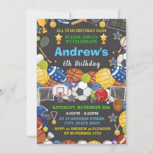 Invitación de cumpleaños de deportes personales pa