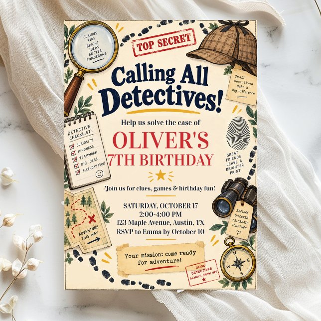 Invitación de cumpleaños de detective (Subido por el creador)