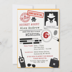 Invitación de cumpleaños de detective espía person