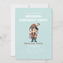 Invitación de cumpleaños de detective lindo niño