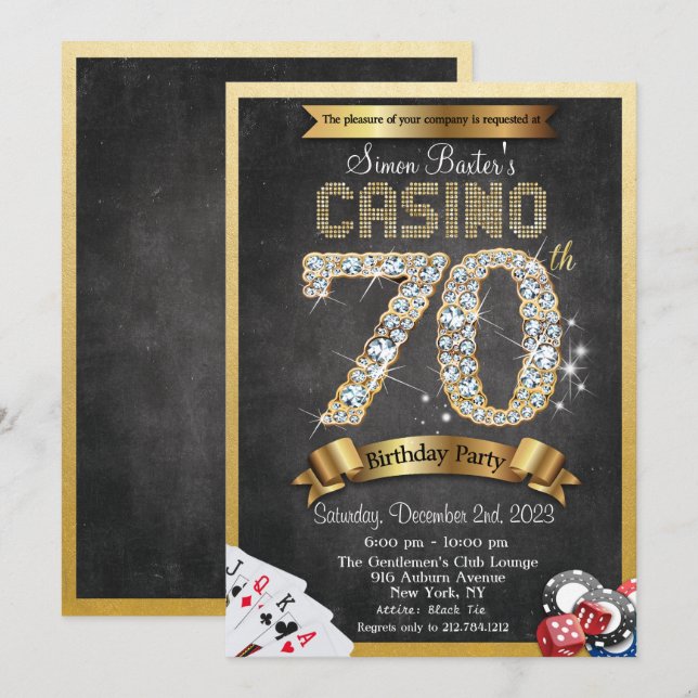Invitación de cumpleaños de diamante de oro del ca (Anverso / Reverso)
