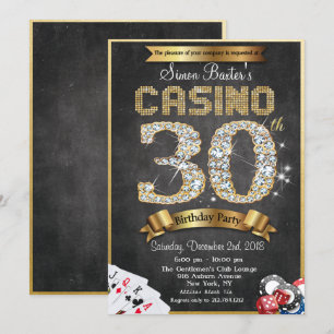 Invitación de cumpleaños de diamante dorado 30 Cas