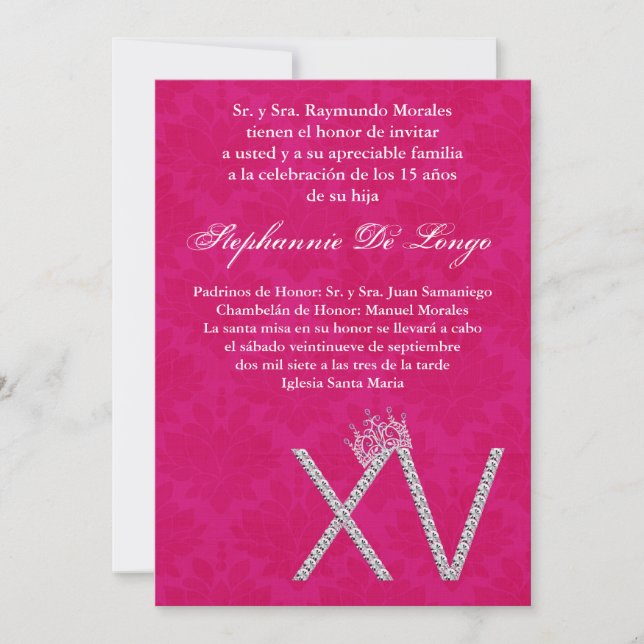 Invitación de cumpleaños de Diamante Topaz Quincea (Anverso)