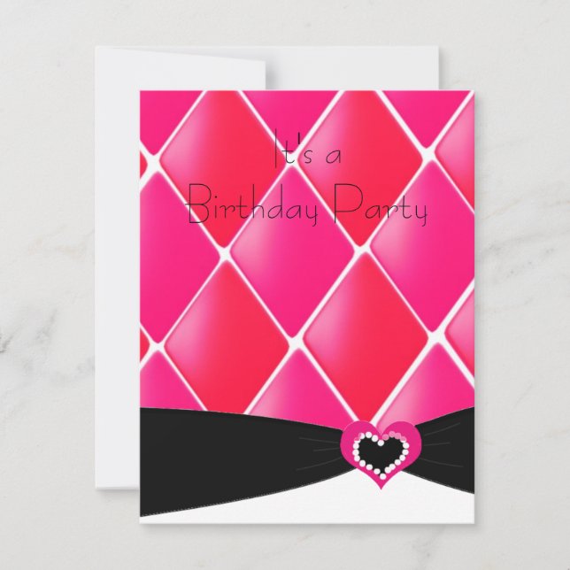 Invitación de cumpleaños de diamantes acolchados r (Anverso)