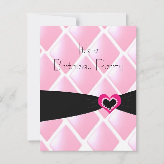 Invitación de cumpleaños de diamantes acolchados r (Anverso)