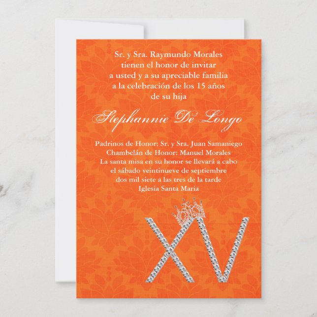 Invitación de cumpleaños de Diamond Topaz Quincean (Anverso)