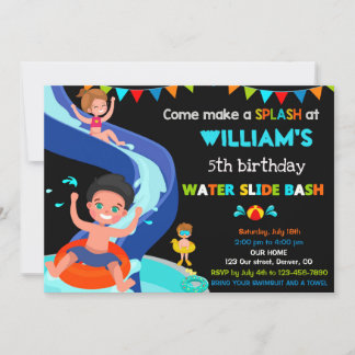 Invitación de cumpleaños de diapositiva acuática B