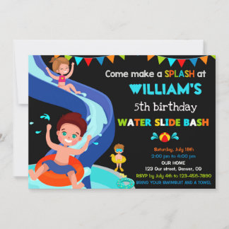 Invitación de cumpleaños de diapositiva acuática B