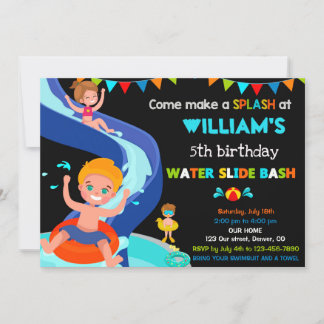 Invitación de cumpleaños de diapositiva acuática B
