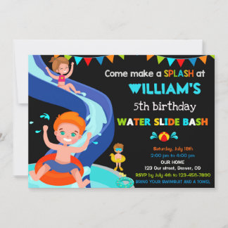 Invitación de cumpleaños de diapositiva acuática B