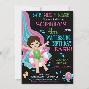 Invitación de cumpleaños de diapositiva acuática I