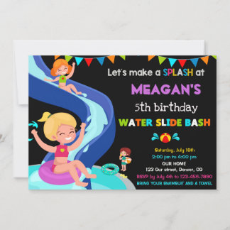 Invitación de cumpleaños de diapositiva acuática I