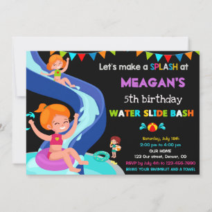 Invitación de cumpleaños de diapositiva acuática I