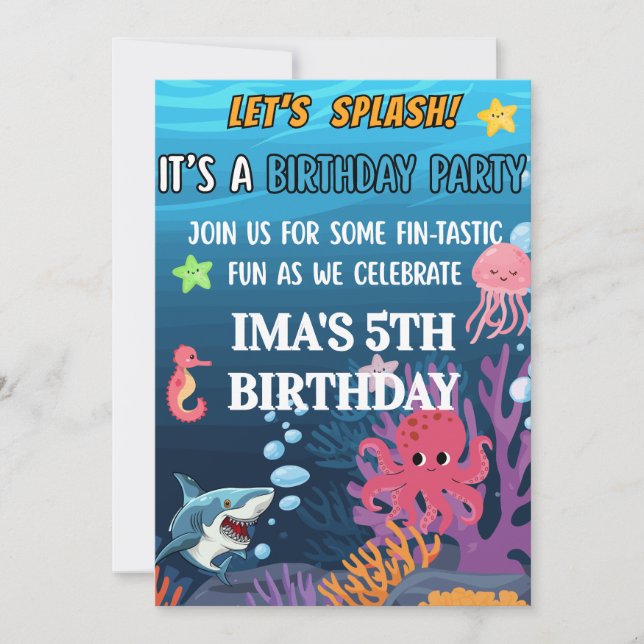 Invitación de cumpleaños de dibujos animados lindo (Anverso)