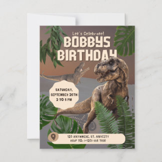 Invitación de cumpleaños de Diniosaur realista