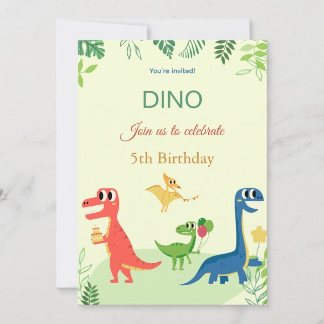 Invitación de cumpleaños de Dino (Anverso)