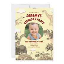 Invitación de cumpleaños de Dino con foto – Bebé |