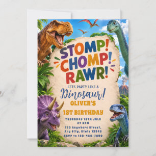 Invitación de cumpleaños de Dino de la selva para
