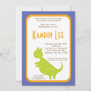 Invitación de cumpleaños de Dino Dinosaurio 5x7
