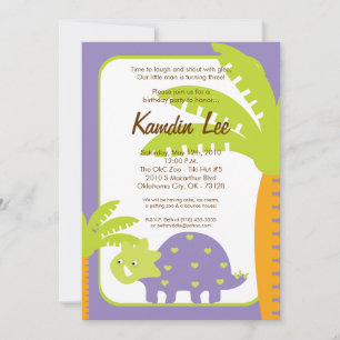 Invitación de cumpleaños de Dino Dinosaurio 5x7